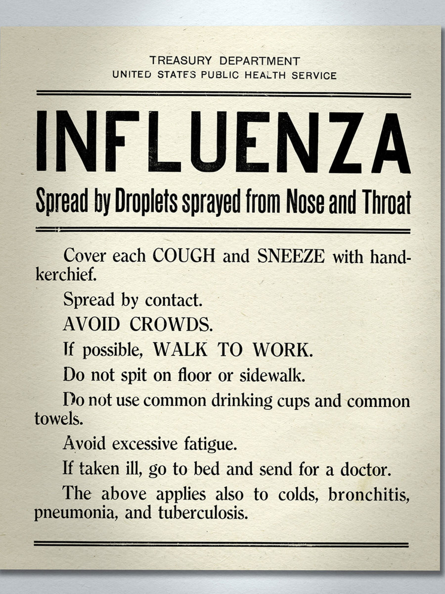 A sign warning about the spread of influenza